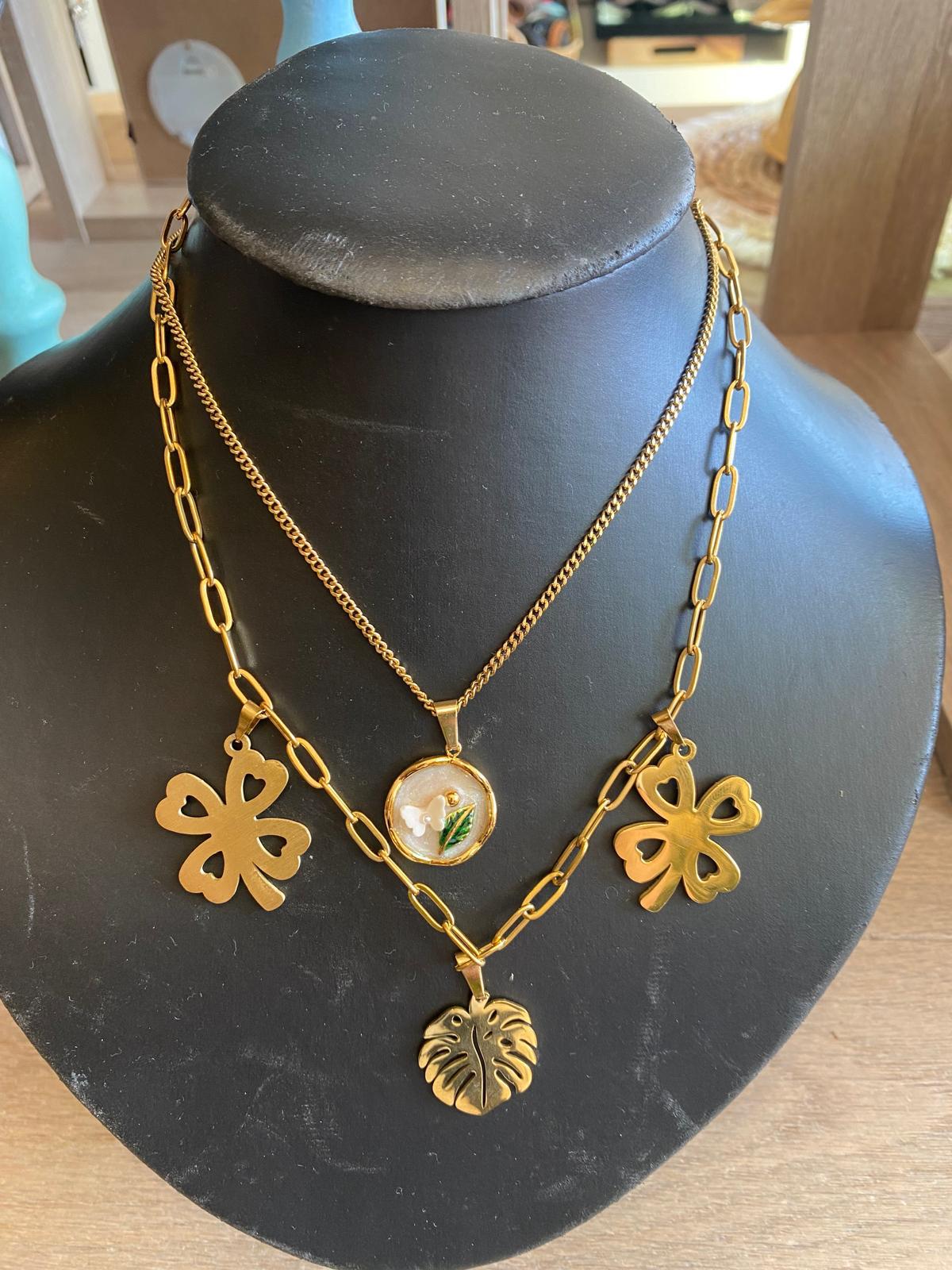 Gelaagde Gouden Ketting met Hangers – Natuur & Geluk